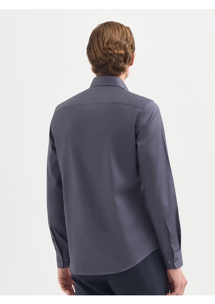 Erkek Slım Fıt Gömlek-Antrasit indirimleri