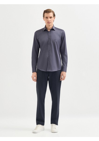 Erkek Slım Fıt Gömlek-Antrasit