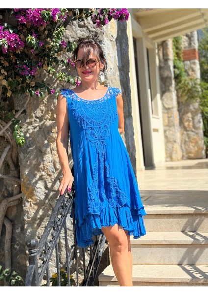 VL1207 Kolsuz Vual Mini Elbise Saks modelleri