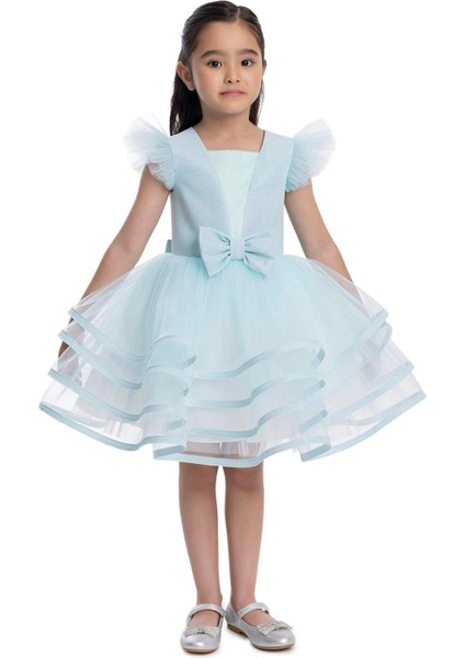 Pamina Kız Çocuk Fırfırlı Elbise 3-7 Yaş Mint