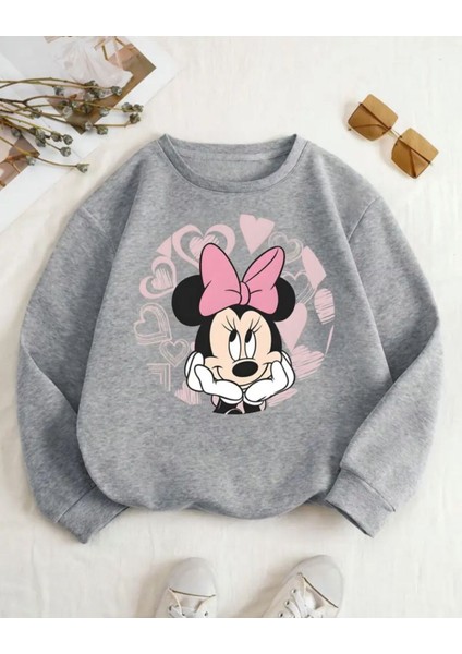 Baskılı Bisiklet Yaka Içi Polarlı Sweatshirt