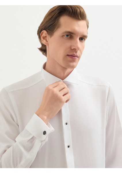 Erkek Slım Fıt Gömlek-Beyaz modelleri