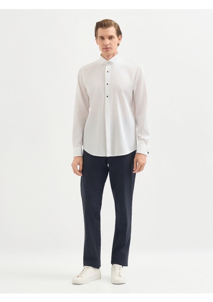 Erkek Slım Fıt Gömlek-Beyaz fırsatları