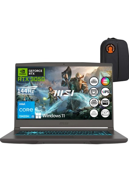 Msı Thin 15 I5 13420H RTX3050 64GB Ram 1tb SSD 15.6" Fhd IPS 144Hz W11 Taşınabilir Bilgisayar