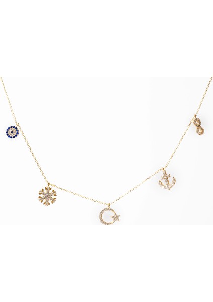 14 Ayar 5 Figürlü Kolye