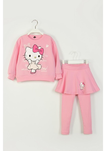 Kız Çocuk Hello Kitty Taytlı Takım 3-8 Yaş Pembe