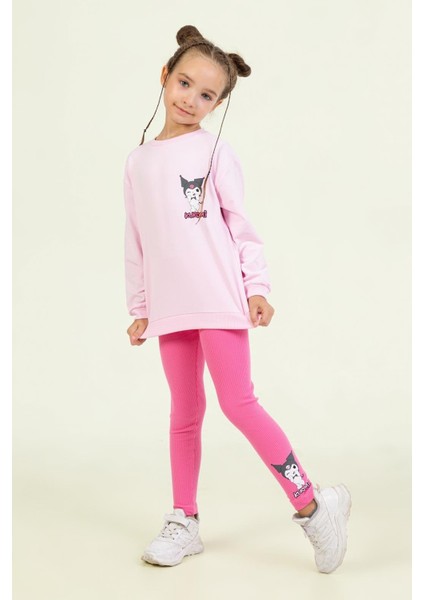 Kız Çocuk Kuromi Taytlı Takım 4-9 Yaş Pembe