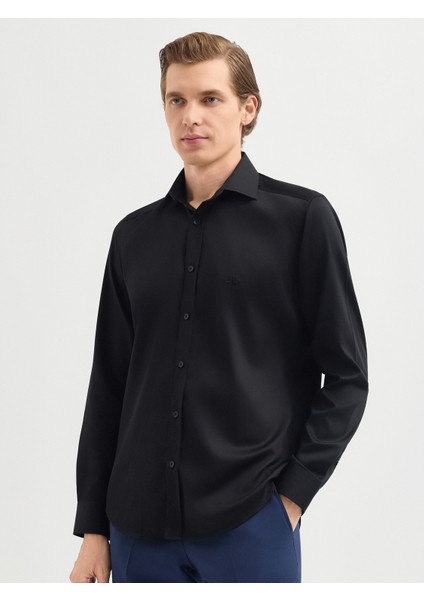 Erkek Slım Fıt Gömlek-Siyah fırsatları