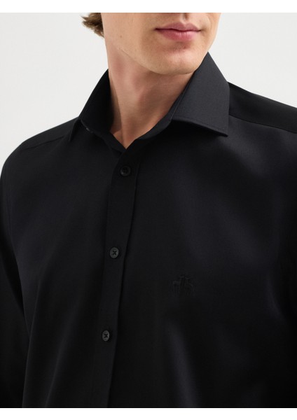 Erkek Slım Fıt Gömlek-Siyah indirimleri