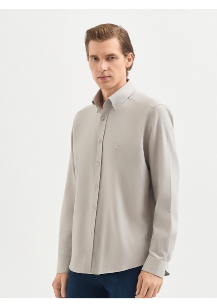 Erkek Slım Fıt Gömlek-Bej modelleri