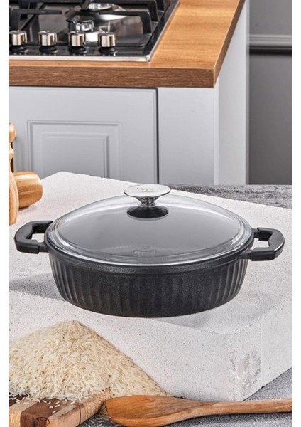 Valeriya Döküm Cam Kapak Basık Tencere 28 Cm TAC-3835 modelleri