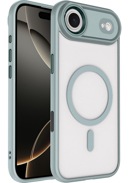 iPhone 17 Air Kılıf Wireless Şarj Özellikli Zore Krom M-Safe Silikon Kapak - Turuncu fiyatları