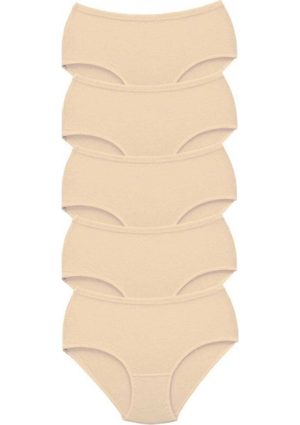 5 Adet Tutku Kadın Yüksek Bel Bato Kalın Lastik Külot Ten