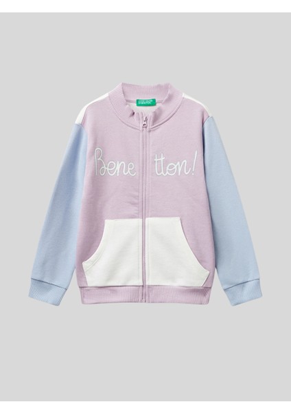 Kız Çocuk Fermuarlı Sweatshirt 1-6 Yaş Lila