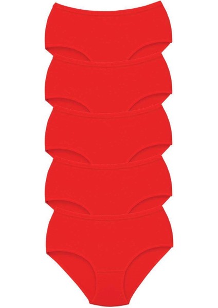 5 Adet Tutku Kadın Yüksek Bel Bato Kalın Lastik Külot Kırmızı