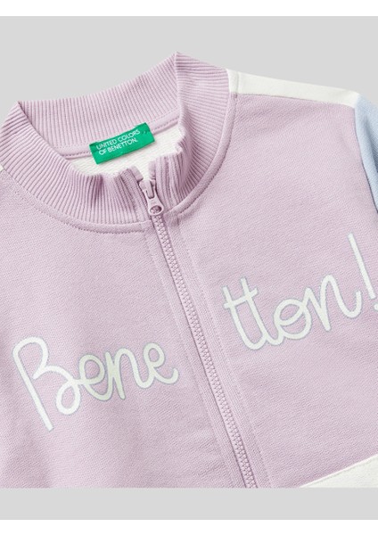 Kız Çocuk Fermuarlı Sweatshirt 1-6 Yaş Lila modelleri