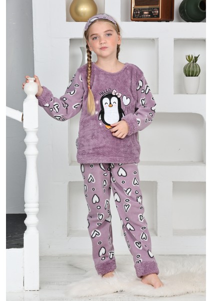 Kız Çocuk Welsoft Kumaş-Göz Bantlı Penguenli Pijama Takımı 12281 indirimleri