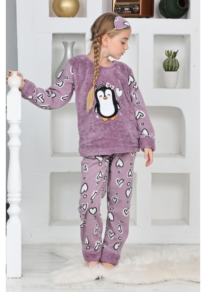 Kız Çocuk Welsoft Kumaş-Göz Bantlı Penguenli Pijama Takımı 12281 fiyatları