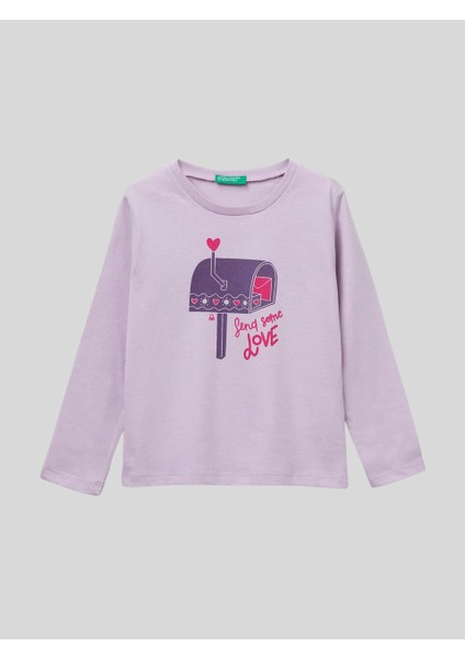 Kız Çocuk Baskılı Sweatshirt 1-6 Yaş Lila fiyatları