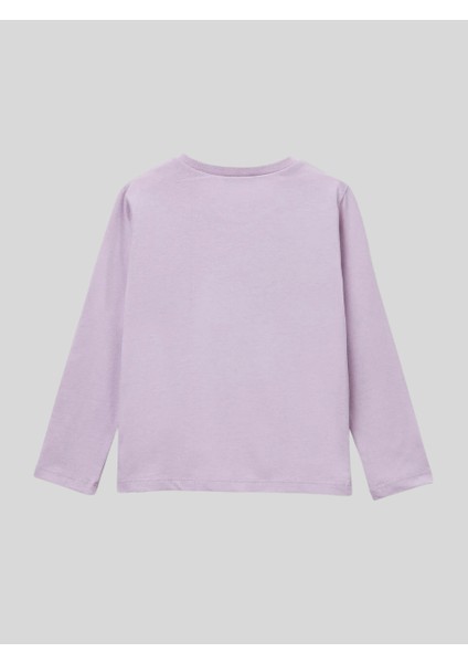 Kız Çocuk Baskılı Sweatshirt 1-6 Yaş Lila modelleri