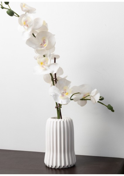 Dekoratif Çizgili Vazo – Modern Seramik Görünümlü Ev ve Ofis Dekoru fiyatları