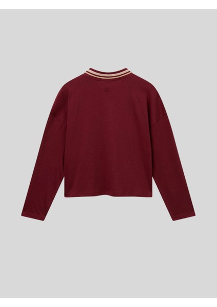Kız Çocuk V Yaka Sweatshirt 6-14 Yaş Bordo fiyatları
