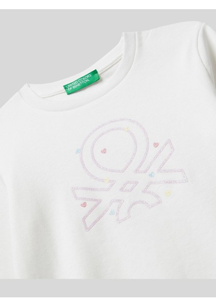 Kız Çocuk Basklı Sweatshirt 1-6 Yaş Beyaz modelleri