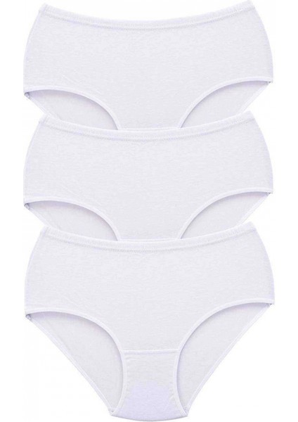 3 Adet Tutku Kadın Yüksek Bel Bato Kalın Lastik Külot Beyaz