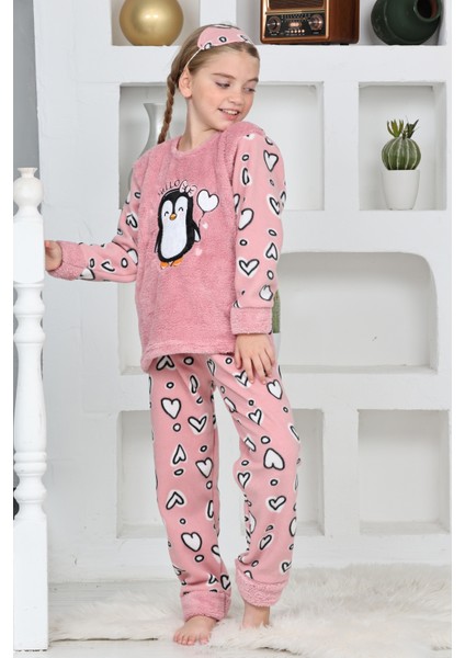 Kız Çocuk Welsoft Kumaş-Göz Bantlı Penguenli Pijama Takımı 12281 fiyatları
