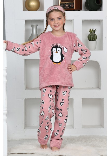 Kız Çocuk Welsoft Kumaş-Göz Bantlı Penguenli Pijama Takımı 12281 indirimleri