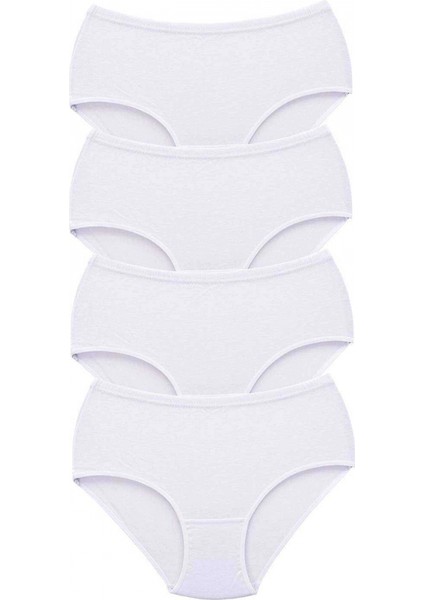 4 Adet Tutku Kadın Yüksek Bel Bato Kalın Lastik Külot Beyaz