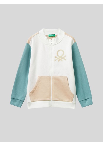 Kız Çocuk Fermuarlı Sweatshirt 1-6 Yaş Beyaz