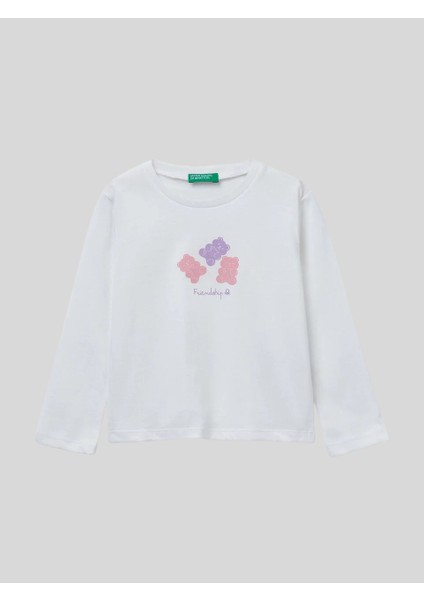 Kız Çocuk Baskılı Sweatshirt 1-6 Yaş Beyaz fiyatları