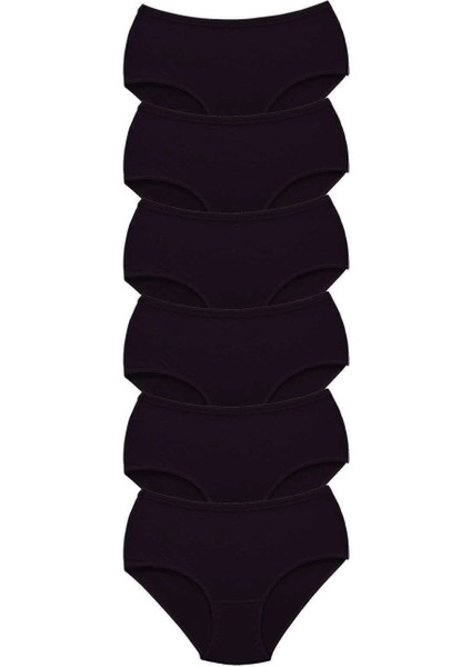 6 Adet Tutku Kadın Yüksek Bel Bato Kalın Lastik Külot Siyah