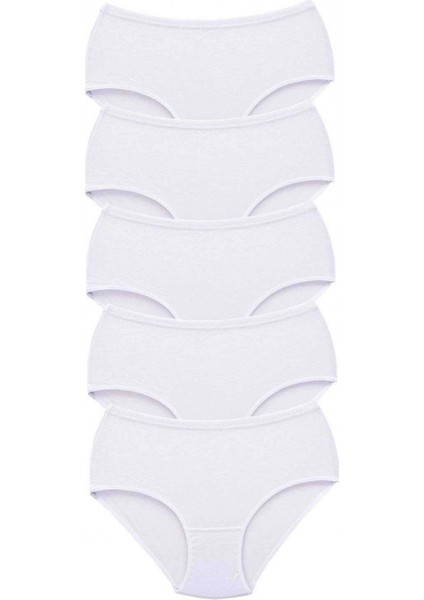 5 Adet Tutku Kadın Yüksek Bel Bato Kalın Lastik Külot Beyaz