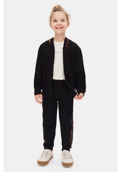 Kız Çocuk Echo Fermuarlı Sweatshirt 4-8 Yaş Siyah