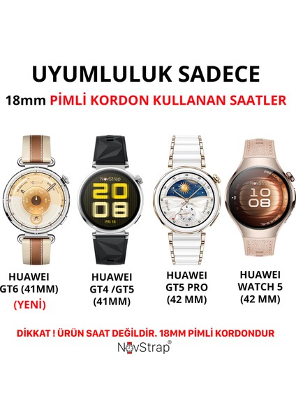Huawei Watch Gt6 41mm Gt4 41mm Gt5 41mm ile Uyumlu Kordon (18mm Pimli) Yumuşak Jel Silikon Kayış