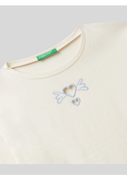 Kız Çocuk Baskılı Sweatshirt 6-14 Yaş Ekru modelleri