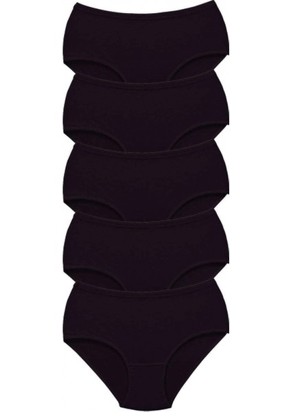 5 Adet Tutku Kadın Yüksek Bel Bato Kalın Lastik Külot Siyah