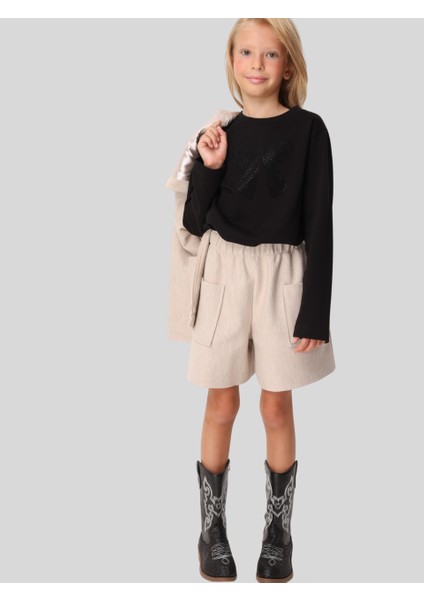 Kız Çocuk Taşlı Sweatshirt 7-14 Yaş Siyah fiyatları