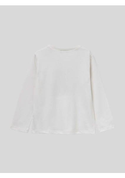 Kız Çocuk Baskılı Sweatshirt 1-6 Yaş Ekru modelleri