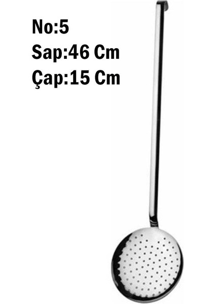 304 Çelik Sanayi Tipi Kevgir No:5 - 15 cm Çap*46 cm Sap fiyatları