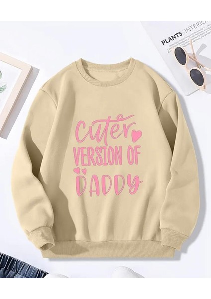 Cuter Version Of Baskı Detaylı Bisiklet Yaka Içi Polarlı Sweatshirt
