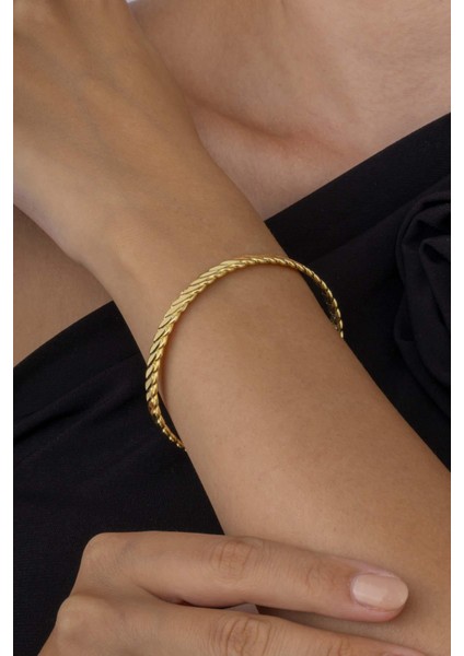 14 Ayar Altın Kaplama 925 Ayar Gümüş Burma Kadın Bilezik fiyatları