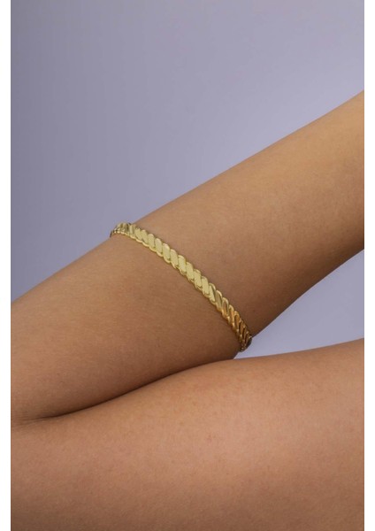 14 Ayar Altın Kaplama 925 Ayar Gümüş Burma Kadın Bilezik modelleri