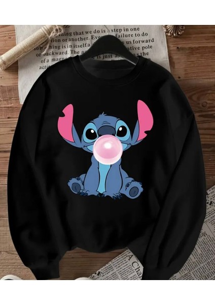 Baskı Detaylı Bisiklet Yaka Içi Polarlı Sweatshirt