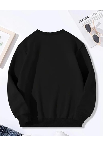 Yıldız Baskı Detaylı Bisiklet Yaka Içi Polarlı Sweatshirt modelleri