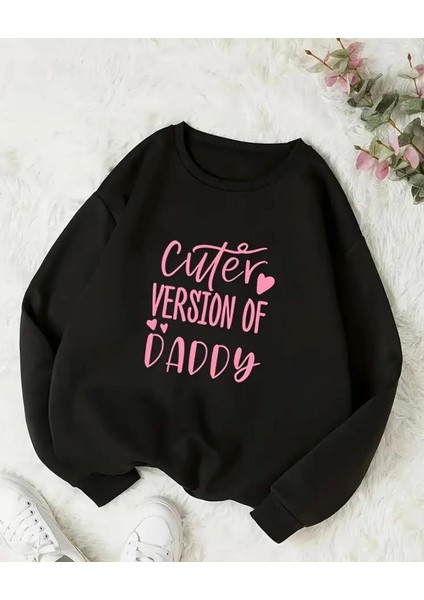 Cuter Version Of Baskı Detaylı Bisiklet Yaka Içi Polarlı Sweatshirt