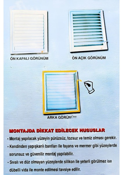 Havalandırma Menfezi Banyo Wc Tuvalet Menfez Plastik Panjur Gri 50X50 cm modelleri