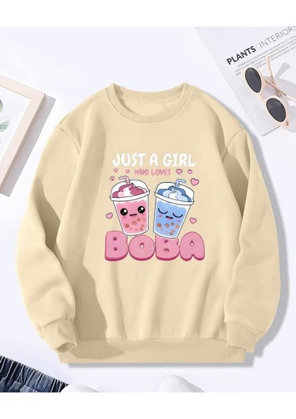 Boba Baskı Detaylı Bisiklet Yaka Içi Polarlı Sweatshirt